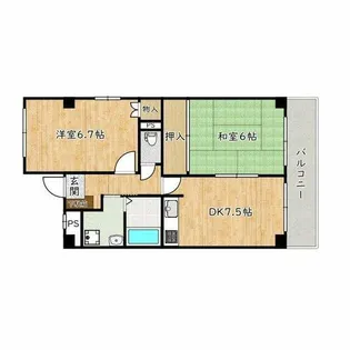 エレガンス初芝【1階】の間取り