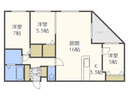 カカオ円山【2階】の間取り