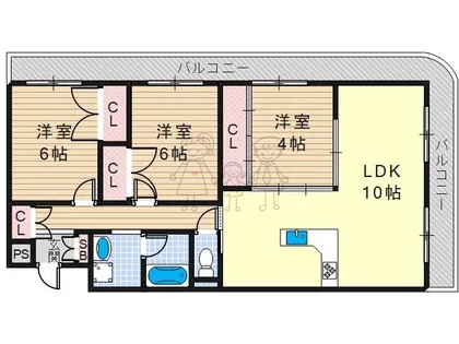 サンハイム帝塚山【3階】の間取り