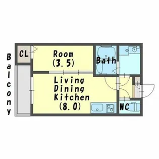 大阪府寝屋川市中神田町【アパート】の間取り