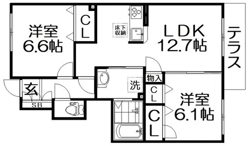 ベルデュール打上【102号室】の間取り