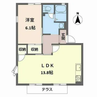 プチメゾン伊賀ケ【0105号室】の間取り