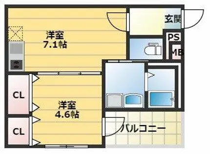 フジパレス弥刀Ⅲ番館【3階】の間取り