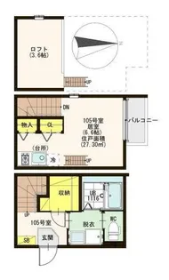 ハーモニーテラス小若江【1階】の間取り