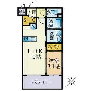 ロクラス博多【2階】の間取り