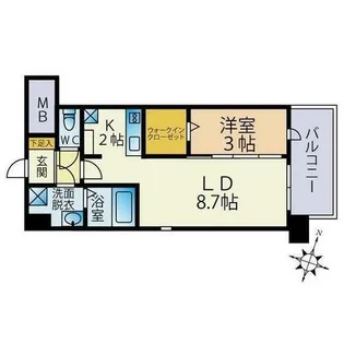 ルミエール大橋駅南【606号室】の間取り