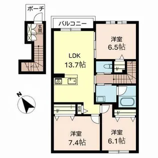 ヴァンヴェール生駒【2階】の間取り