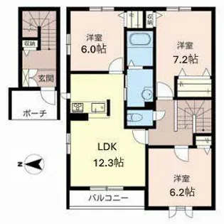 グランシャリオ瑠璃【0201号室】の間取り
