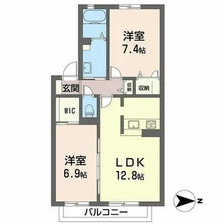 ビレッジ若草【0206号室】の間取り