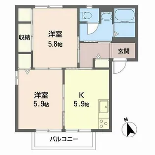 ディアス離宮山手C【C108号室】の間取り