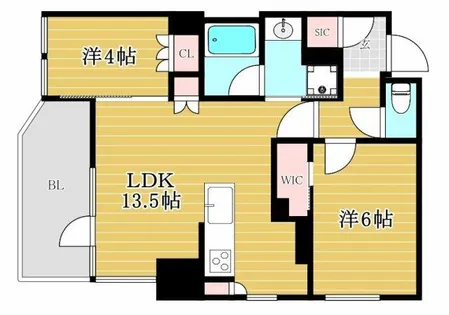 レーベン福岡天神ONE TOWER【2階】の間取り