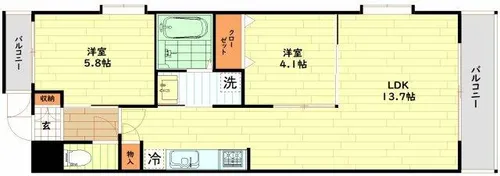 スプランディッド福島WEST【4階】の間取り
