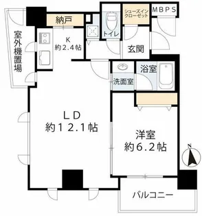 クロスレジデンス大阪新町【6階】の間取り