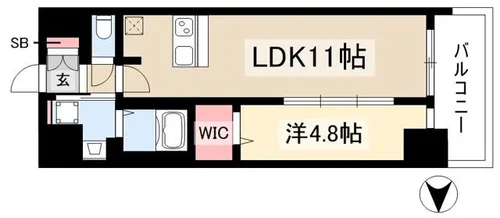 プレサンスTHE高岳【0701号室】の間取り