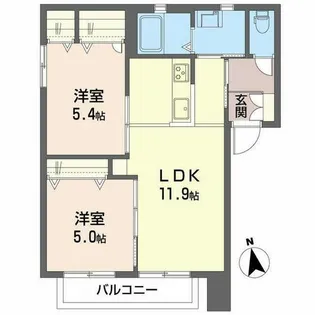 バリュージュ西島【C206号室】の間取り