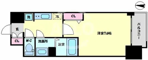 プレサンス難波フィールド【8階】の間取り