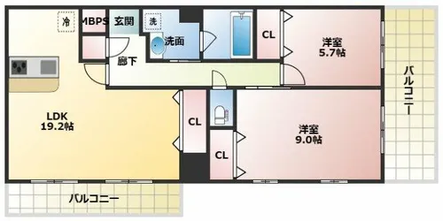 スプランディッド茨木天王【4階】の間取り