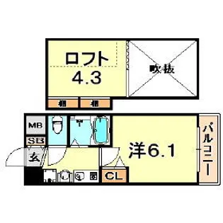 エステムコート三宮EASTポルトマーレ【6階】の間取り