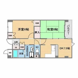 ヒルズ上甲子園【1階】の間取り