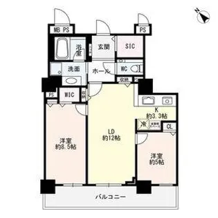 プレミスト琴似スカイクロスタワー【24階】の間取り