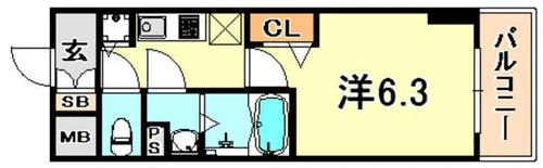 プレサンスみなと元町駅前【4階】の間取り
