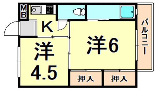 ビレッジハウス鴻池3号棟【1階】の間取り