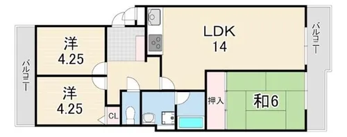シャルマンコーポ伊丹2号棟【3階】の間取り