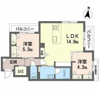 シャーメゾン南田辺II【0301号室】の間取り