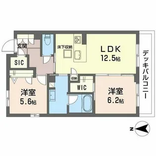 ラナ フェリーチェ 桂【0102号室】の間取り