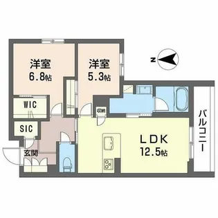 ラナ フェリーチェ 桂【0201号室】の間取り