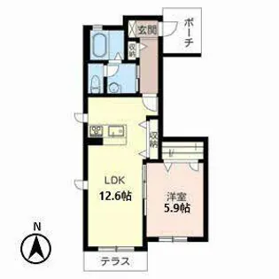 ラ・メゾンGORYO【1階】の間取り