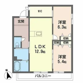 ベレオ黒田【0201号室】の間取り