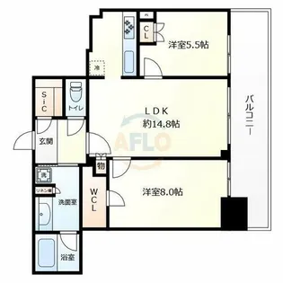 シエリアタワー大阪天満橋【24階】の間取り