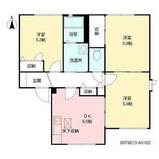 ディアス A棟【A0102号室】の間取り