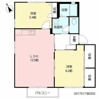 ラ・フォーレ今吉 B棟【B0202号室】の間取り