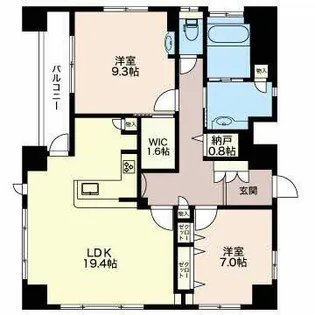 リヒトハイム城山【1201号室】の間取り