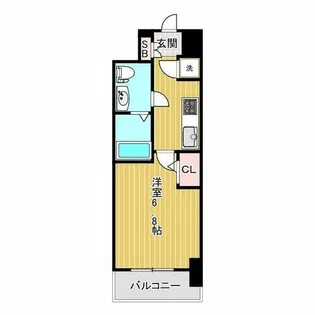 ラシュレエグゼ難波西【7階】の間取り