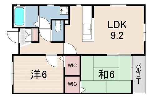 ソレアード甲東園【2階】の間取り