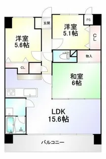 ニューガイア四季彩の丘B棟【6階】の間取り
