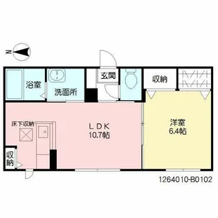 ジュネスFuji B棟【B0102号室】の間取り