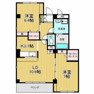 レザンヴェール八つ松【1階】の間取り