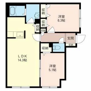 グランドゥールB【00106号室】の間取り