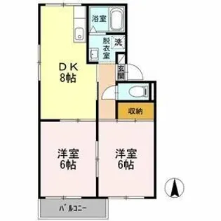 サンリバー B棟【202号室】の間取り