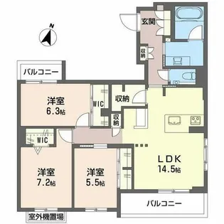 シャーメゾン トレドゥース 甲南山手【0201号室】の間取り