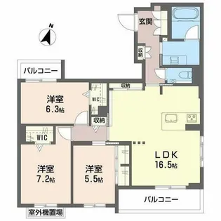 シャーメゾン トレドゥース 甲南山手【0301号室】の間取り