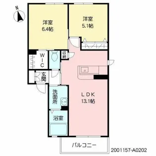 プリマベーラII A棟【A0202号室】の間取り