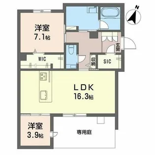 ヴィアソーレ【0102号室】の間取り