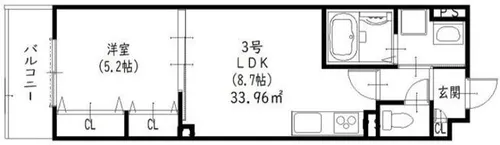 ピレーネ北条Ⅰ【2階】の間取り