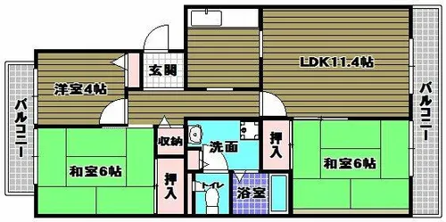 エスポワール岩湧【1階】の間取り