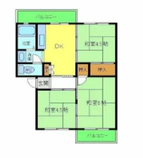 狭山遊園ハイツ5号棟【1階】の間取り